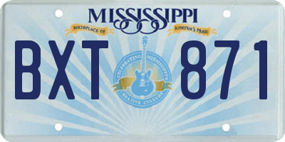 MS license plate BXT871