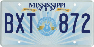MS license plate BXT872