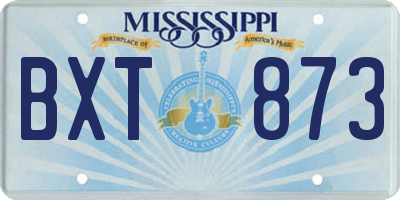 MS license plate BXT873