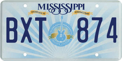 MS license plate BXT874