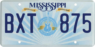 MS license plate BXT875
