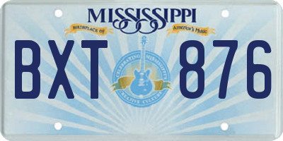 MS license plate BXT876