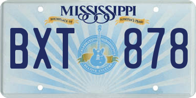 MS license plate BXT878