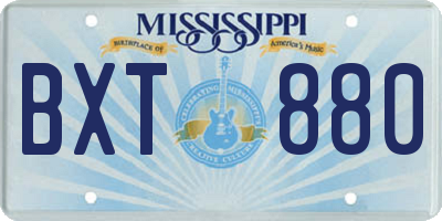 MS license plate BXT880
