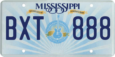 MS license plate BXT888