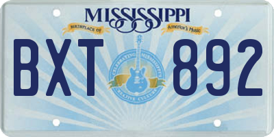 MS license plate BXT892