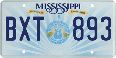 MS license plate BXT893