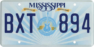 MS license plate BXT894