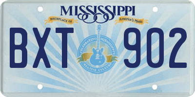 MS license plate BXT902