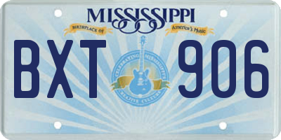 MS license plate BXT906