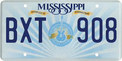 MS license plate BXT908