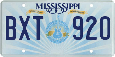 MS license plate BXT920