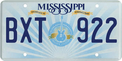 MS license plate BXT922