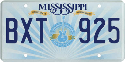 MS license plate BXT925