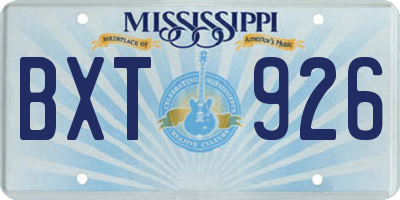 MS license plate BXT926