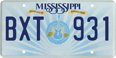 MS license plate BXT931