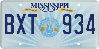 MS license plate BXT934