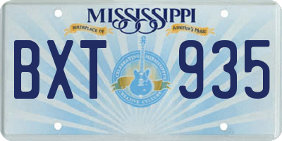 MS license plate BXT935