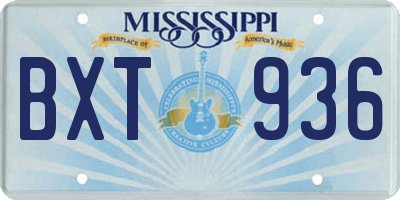 MS license plate BXT936