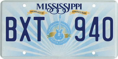 MS license plate BXT940