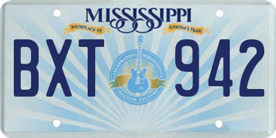 MS license plate BXT942