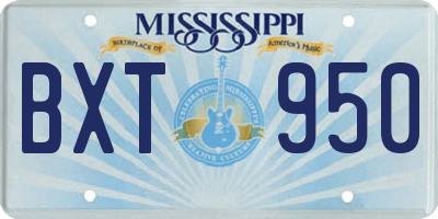 MS license plate BXT950