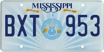 MS license plate BXT953