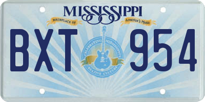 MS license plate BXT954