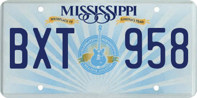MS license plate BXT958