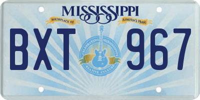 MS license plate BXT967