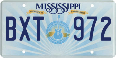 MS license plate BXT972
