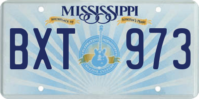 MS license plate BXT973