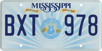 MS license plate BXT978