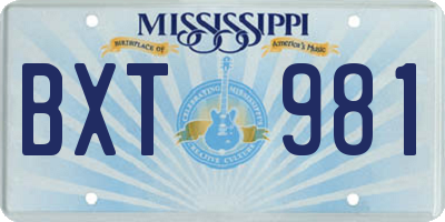 MS license plate BXT981