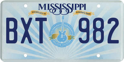 MS license plate BXT982