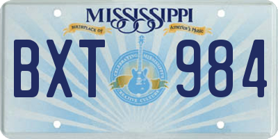 MS license plate BXT984