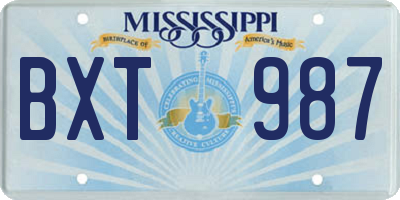 MS license plate BXT987