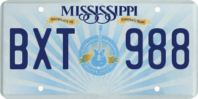 MS license plate BXT988