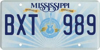 MS license plate BXT989