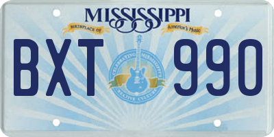 MS license plate BXT990
