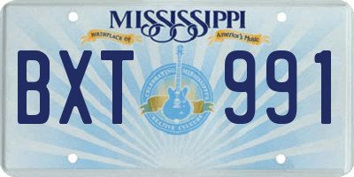 MS license plate BXT991