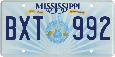 MS license plate BXT992