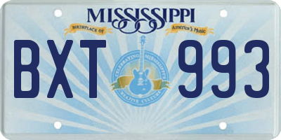 MS license plate BXT993