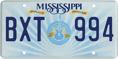 MS license plate BXT994
