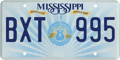 MS license plate BXT995