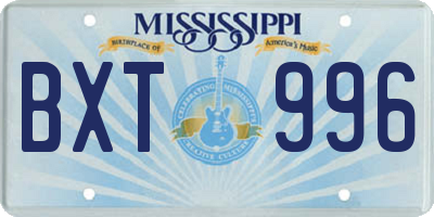 MS license plate BXT996