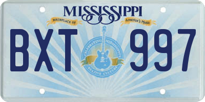 MS license plate BXT997