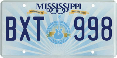 MS license plate BXT998