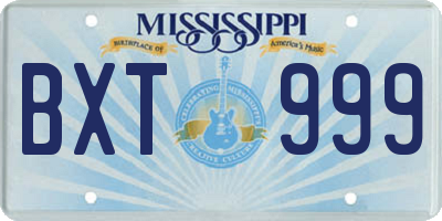 MS license plate BXT999