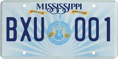 MS license plate BXU001